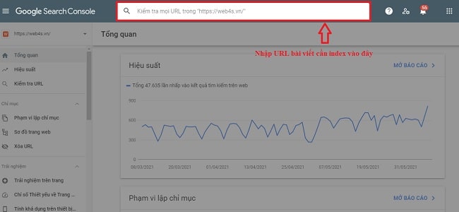 Nhập URL bài viết cần index